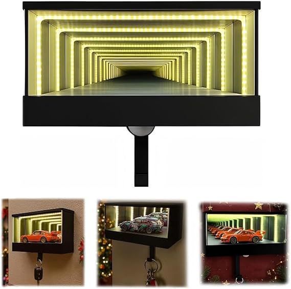 Garage Key Rack 3D Wall Mounted Mirror LED Light Display Box