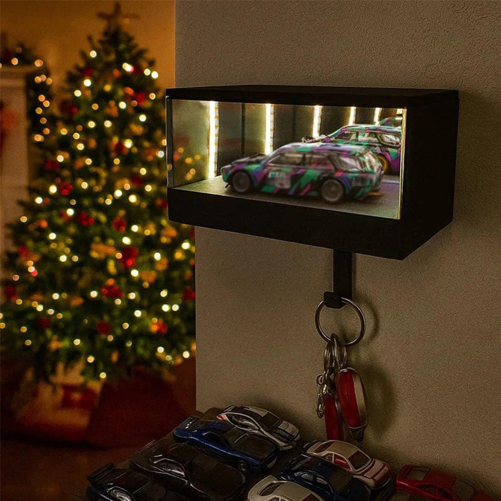 Garage Key Rack 3D Wall Mounted Mirror LED Light Display Box