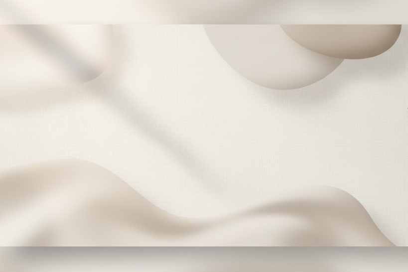 
A wide ecommerce slideshow background for a welcome discount banner, soft neutral beige and light gray tones, minimal abstract shapes, warm natural lighting, clean modern aesthetic, premium Shopify homepage style, spacious layout with subtle depth, perfect for text overlay, wide horizontal format.